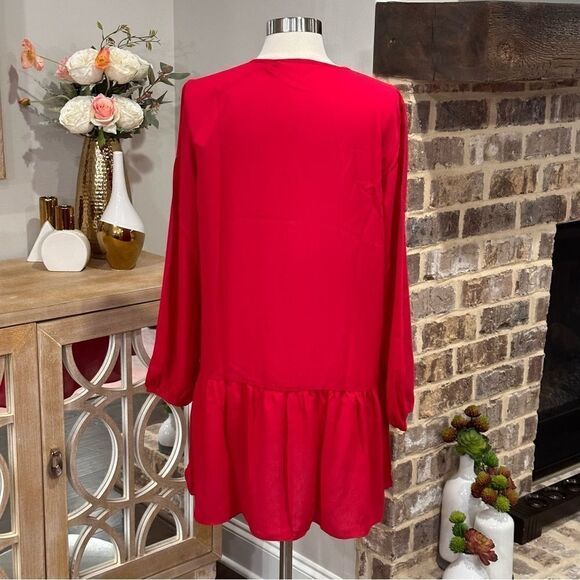THREE EIGHTY TWO Women’s Ruffled Dress in the Size Large in the Color Red - Picture 9 of 14
